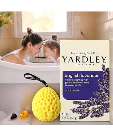 Buy English Lavender Bath Soap Bundle | Moisturizing 4.25 oz Soap with Bath Sponge | Calming & Luxurious Cleansing | Pack of 6 - Buy Online on GoSupps.com