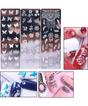 Nail Stamp Stamping Plate Kit Nail Stamping Plates Clear Silicone Stamping Jelly with Scraper and Silicone Nail Art Stamper Heads Nail Art Liner Brushes for Women Art Decoration - Buy Online on GoSupps.com
