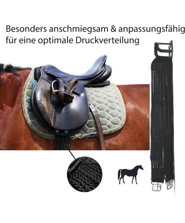 Schnure Belt Horse: 90-140cm Saddle Strap for Optimal Pressure Distribution & Movement | 110cm Black Saddle Belt - Buy Online on GoSupps.com