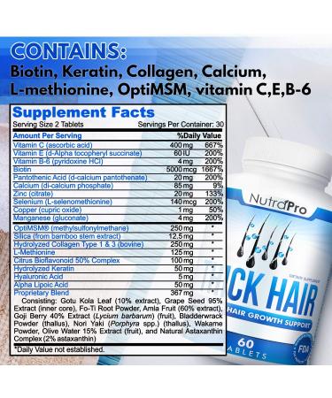 Thick Hair Growth Vitamins with DHT Blocker | Biotin, Keratin & Collagen Hair Supplements for Faster Growth | Men & Women | 60 Count - Buy Online on GoSupps.com