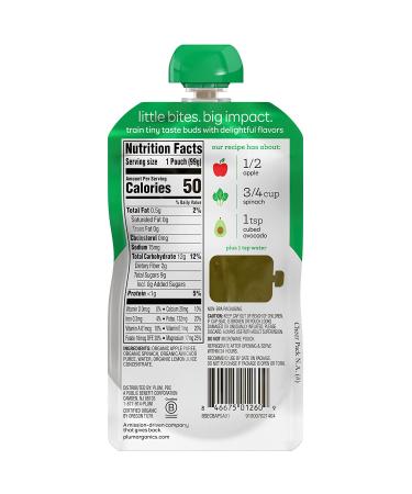 Plum Organics Stage 2 Baby Food - Organic Apple, Spinach & Avocado, 3.5 oz Pouch - Buy Online on GoSupps.com
