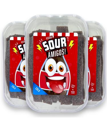 Mijoma acid fruit gumm strip - 3 Set 900g - vegan halal natural dyes - strawberry Kola Tutti frutti - delicious candy for every occasion - perfect for sweet tooth)