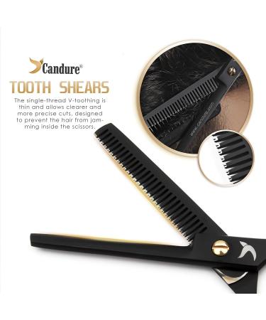 Candure 5.5 Hairdressing Barber Scissors Set | Thinning Salon Shears | Deep Black - Buy Online on GoSupps.com
