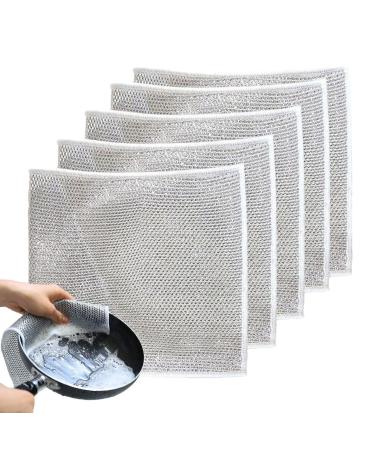 Multipurpose Wire Miracle Cleaning Cloths Opentoz Double Scrubber Opentoz Double Stainless Steel Scrubber Stellaya Wire Dishwashing Rags Multifunctional Non-Scratch Wire Dishcloth (5 Pcs)
