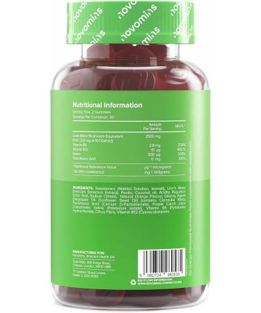 Lions Mane Gummies 2500mg Sugar Free 1 Month Supply with Vitamin B6 B12 Alternative to Lions Mane Tablets Hericium Erinaceus Wig fungus Nootropic Novomins - Buy Online on GoSupps.com