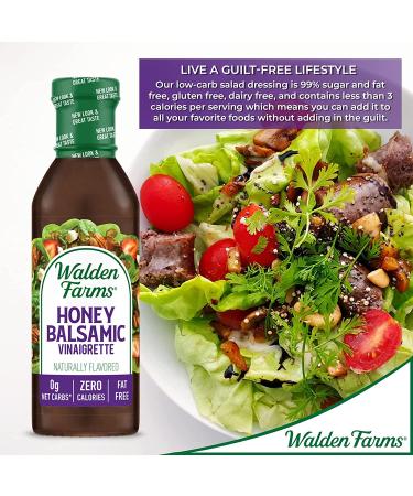 Walden Farms Honey Balsamic Vinaigrette Dressing 12 oz - Sugar Free, 0g Net Carbs - Sweet and Tangy Salad Topping - 2 Pack 12 Fl Oz - Buy Online on GoSupps.com