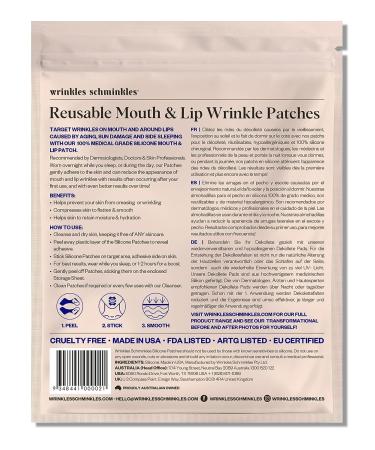 Wrinkles Schminkles Mouth & Lip Wrinkle Patch 2-Pack - Silicone Smoothing Pads for Lip Wrinkle Prevention - Hypoallergenic & Reusable - 1 Pair - Buy Online on GoSupps.com