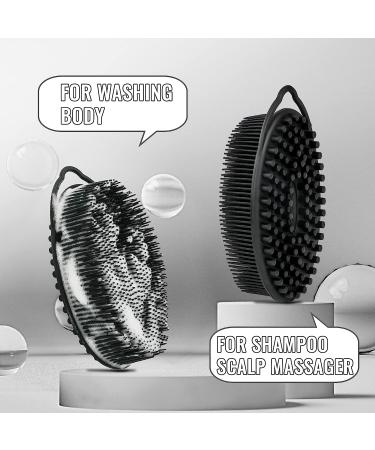 Set of 3 Silicone Body Scrubbers for Gentle Exfoliation - Bath Sponge Shower Loofah Set for Sensitive Skin - Silicone-Black/Gray/Blue - Buy Online on GoSupps.com