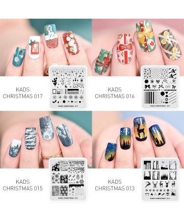Alexnailart Christmas Nail Stamping Plates Set - 10 Piece Multi-Pattern Design Stencils with Storage Bag (Set7) - Buy Online on GoSupps.com