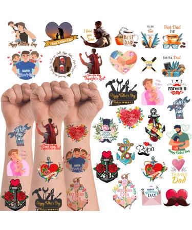 Father's Day Temporary Tattoos 12 Sheets 112 Pieces Father Dad Themed Tattoos Stickers Party Decoration Supplies Party favors for Kids Adults
