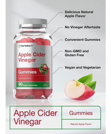 Vegan Apple Cider Vinegar Gummies 90ct - Natural Apple Flavor, Non-GMO, Gluten Free | Horbaach - Buy Online on GoSupps.com