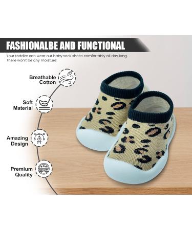 Dookeh Baby Shoes 18-24 Months - Soft Sole First Walking Sneakers for Boys and Girls | Infant Toddler Sock Shoes Leopard Dark - Buy Online on GoSupps.com