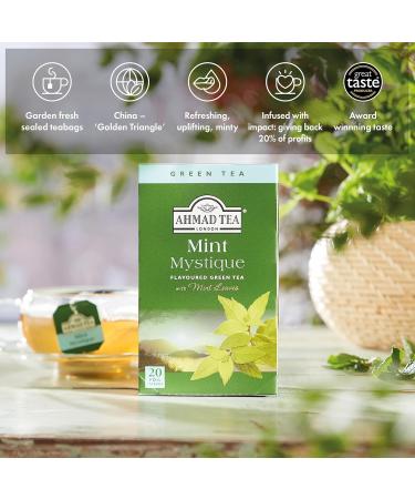 Ahmad Tea Mint Mystique Green Tea - 20 Teabags | 20 Count Pack | Refreshing Mint Flavored Tea - Buy Online on GoSupps.com