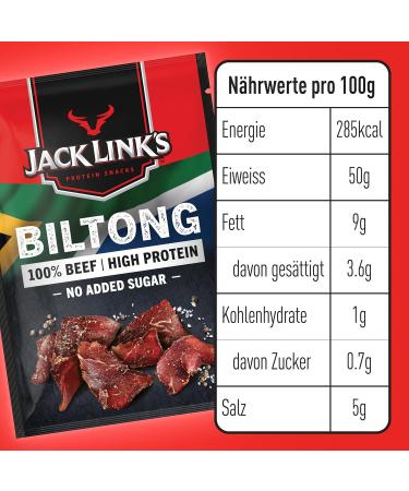  Jack Link's Jack Links Biltong Jerky Original 12 pack (12 x 40 g) Gluten-free meat snack High protein dried meat for gym fitness outdoor Low-calorie protein snacks Beef chips - Buy Online on GoSupps.com
