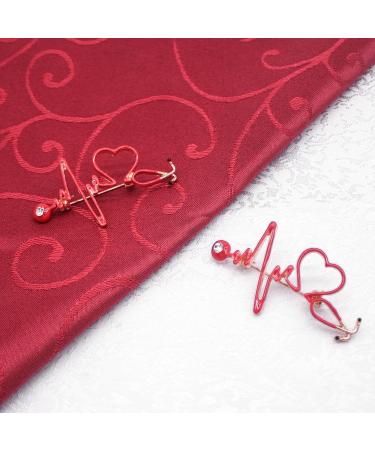 Stethoscope Brooch Pin | Electrocardiogram Heart Shaped Lapel Pin for Clothing & Bags - Perfect Decoration for Men & Women - Buy Online on GoSupps.com