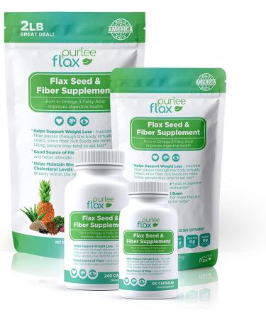 Purlee Flax Seed & Fiber Omega 3 6 9 - 120 Capsules | 120 count - Buy Online on GoSupps.com