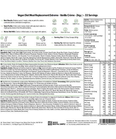 The Protein Works Vegan Diet Meal Replacement Extreme 2kg - Vanilla Cr me | Plant-Based Shake for Weight Loss | 33 Servings | Added Vitamins - Buy Online on GoSupps.com