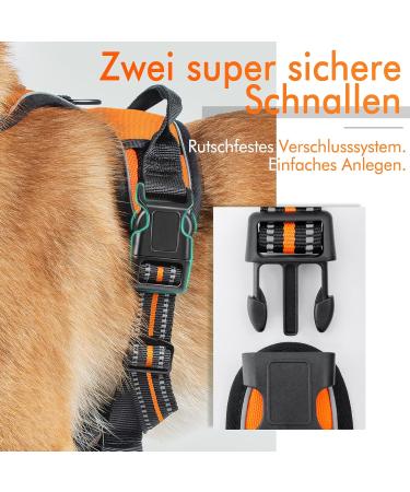 Rabbitgoo Adjustable Dog Harness for Medium & Large Dogs - No Pull Breathable with Reflex Stripes - Safe Control Guide in Orange XL (1 Pack) - Buy Online on GoSupps.com