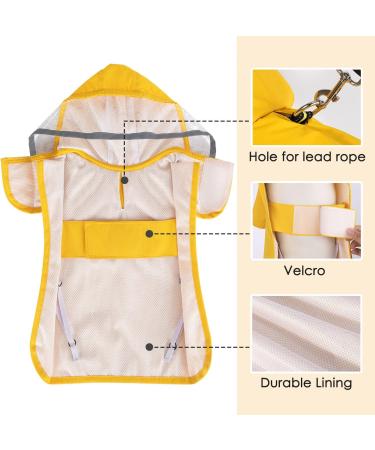 Lukovee Dog Raincoat with Clear Hood & Reflective Rim - Adjustable Waterproof Jacket for Dogs - Yellow - Size Large - Buy Online on GoSupps.com