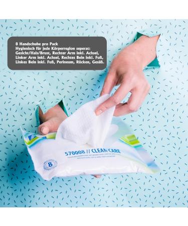 Nitras Clean Care Moist Washing Gloves with Aloe Vera & Chamomile | Soft & Heated Towels for Face Body & Hands - 8 Pack | Size 23x14 cm - International Shipping Available - Buy Online on GoSupps.com