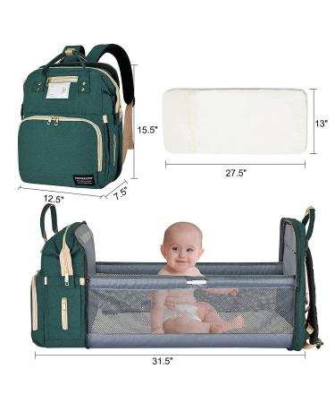 Diaper Bag Backpack with Changing Station | Waterproof Portable Travel Back Pack | USB Port & Stroller Straps | Large Capacity | Green - Buy Online on GoSupps.com
