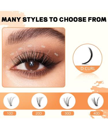 Lash Clusters Individual Lashes 288 Clusters False Eyelash Extensions for DIY Home Application | 10-40D Curl-D | Mix8-16mm - Buy Online on GoSupps.com