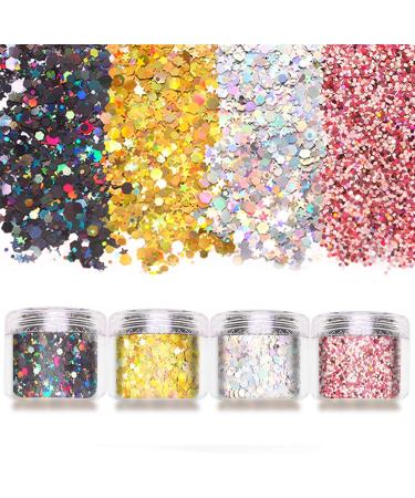 Xubx 12 Boxes Nail Glitter Set - Chunky Glitter Makeup & Decorative Sequins for Nail Art Eyeshadow Hair DIY Crafts - Perfect for Festivals & Masquerades - Buy Online on GoSupps.com