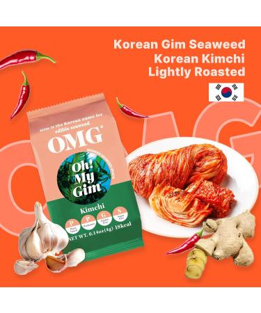 Oh! My Gim Seaweed Snack - 16 Pack Kimchi Flavor | Vegan Healthy Snack | Premium Korean Dried Algae Chips - Buy Online on GoSupps.com