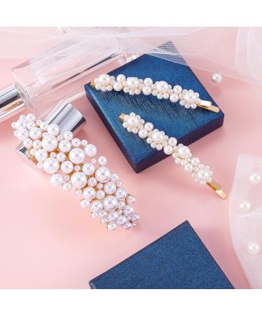 HINZIC 3Pcs Pearl Barrette Set - Vintage Gold Hair Clips for Wedding and Bridal Hair Accessories - Buy Online on GoSupps.com