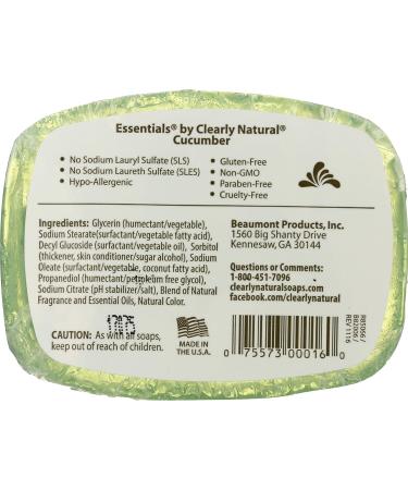 Clearly Natural Glycerine Cucumber Bar Soap - 4 oz - Buy Online on GoSupps.com