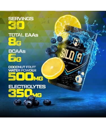 HOSSTILE SILO 9 EAA + Hydration Powder Essential Amino Acids with Electrolytes EAA BCAA Intra Workout Powder & Post Workout Recovery Blueberry Lemonade 30 Servings - Buy Online on GoSupps.com