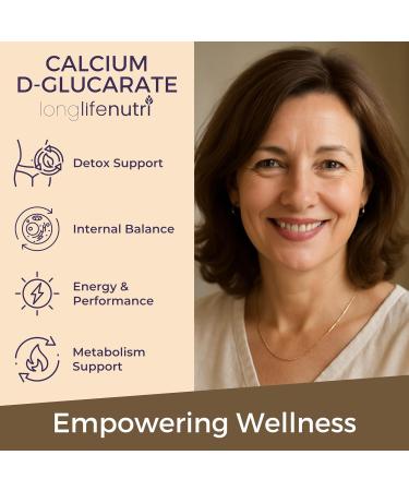 Calcium D-Glucarate - 120 Vegetarian Capsules 2-Month Supply 1120mg per Serving for Detox Support & Internal Balance Non-GMO Gluten Free Made in USA GMP Certified 120 Count (Pack of 1) - Buy Online on GoSupps.com
