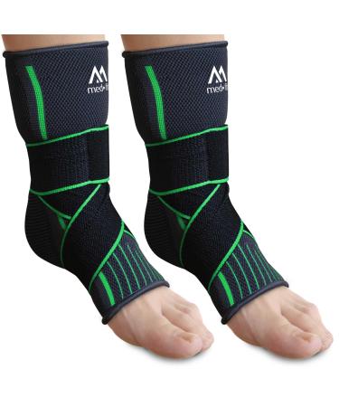 med-fit Stride-Flex Ankle Support 3D fabric technology 360 degrees of compression. Ideal for Ligament Damage Sprained Ankle Plantar Fasciitis Joint Pain and Tendonitis (2 Green Medium) Medium Green 2