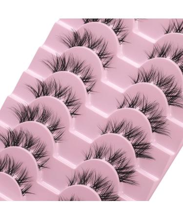 MAGEFY False Eyelashes 10 Pairs Natural Look Cat Eye Lashes Russian Strip Lashes D Curl Fluffy Wispy Faux Mink Lashes Reusable Fake Eyelashes Clear Clouds - Buy Online on GoSupps.com