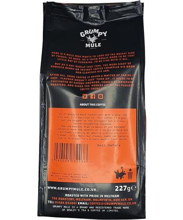 Grumpy Mule Organic Peru Caf Femenino Whole Coffee Beans 227g - Dark Chocolate, Cocoa & Citrus Flavors - Buy Online on GoSupps.com