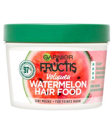 Garnier Hair Mask  Watermelon Hairfood  Moisturising 3-in-1 Mask  Gently Detangles Fine Hair and Gives Unrivalled Shine  Fructis  390 ml