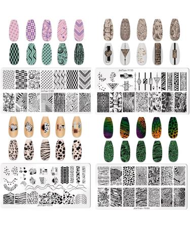 Geometric Nail Stamping Plates Set - 4Pcs Nail Templates for Art Stamping Kit - Buy Online on GoSupps.com