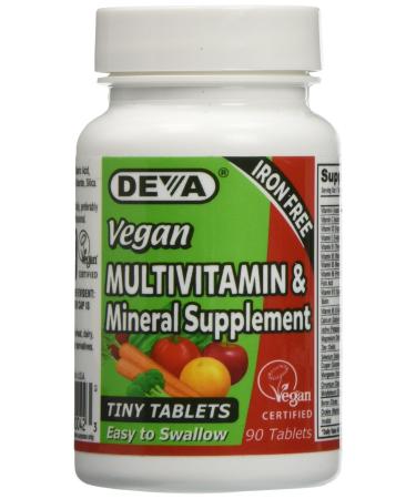 Deva Nutrition Vegan Tiny Iron Free Multivitamin Tablets, 90 Count