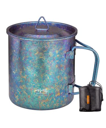 TiTo Titanium Cup Titanium Pot with Lid Ultralight Portable 450ml Foldable Handle Camping Tea Coffee Water Mug for Outdoor Backpacking Hiking Picnic Drinkware with Mesh Sack (Bright Blue) - Buy Online on GoSupps.com