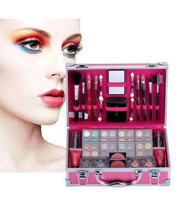 32 PCS Make up set teenagers girls Cosmetic Palette Set include Eyeshadow Palette Lipstick Blush Foundation Concealer Face Powder Mascara Lipgloss Brush for Every Woman 32 pieces