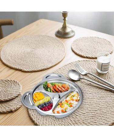 Divided Stainless Steel Children's Plates | 3-Part Baby & Toddler Plates - 22x19cm - Buy Online on GoSupps.com