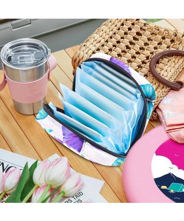 Sanitary Napkin Storage Bag with Zipper for Women & Teens - Purple Green Butterfly Design - Buy Online on GoSupps.com
