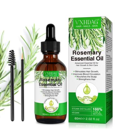 Rosemary oil for hair growth - 100% pure natural essential bio -Rosmarin oil for eyebrows and eyelashes nourishes the scalp stimulates hair growth for all hair types 60ml