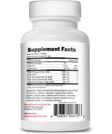 Norway Direkt Omega-3 Fish Oil 3000mg Concentrate | 1060mg EPA 740mg DHA | Pharmaceutical Grade (180 Softgels) - Buy Online on GoSupps.com