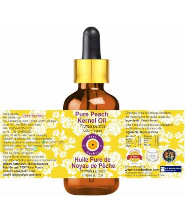 Pure Peach Kernel Oil (Prunus Persica) - Cold Pressed 10ml with Glass Dropper | d ve herbes - 100% Natural & Organic Shipping Worldwide - Buy Online on GoSupps.com