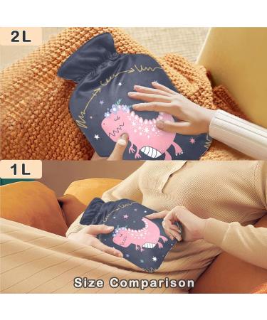 Shop Naanle Pink Dinosaurs 2L Hot Water Bottle - Transparent Cover for Pain Relief & Warmth | Ideal for Bed Hands & Feet - Buy Online on GoSupps.com