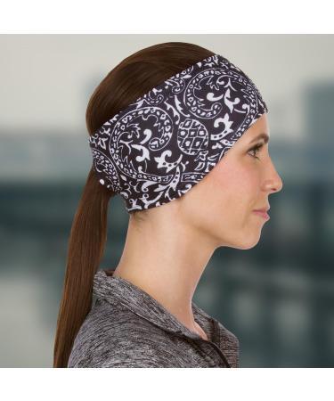 TrailHeads Women's Patterned Ponytail Headband - Black & White | Stylish Comfortable & Perfect for Active Lifestyle | International Shipping Available - Buy Online on GoSupps.com