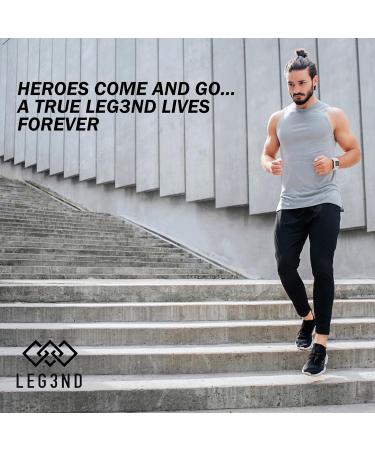 LEG3ND Mens Performance Joggers 2 Pack - Black/Grey Heather Medium | Stretch Workout & Yoga Pants for Men - Buy Online on GoSupps.com