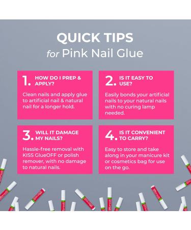 KISS Pink Gel Nail Glue - 10 Pack for Strong Adhesion on Artificial & Natural Nails | 2.0g/0.07 oz. Tubes - International Shipping Available - Buy Online on GoSupps.com