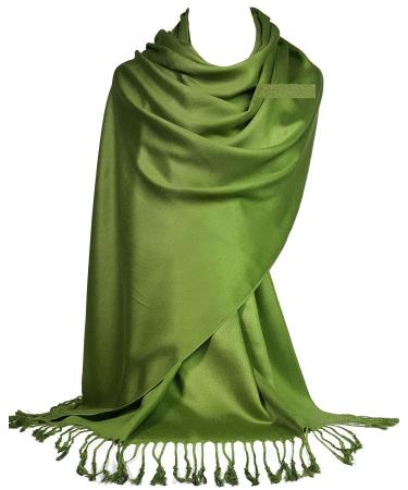 GFM Smooth Shiny Surface Pashmina Style Scarf (L9) L9-j-ahr - Green